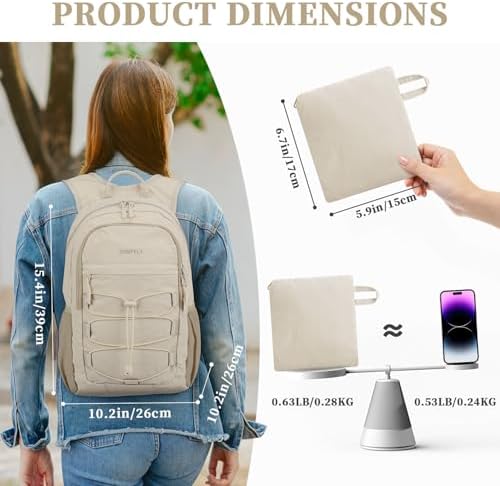 ZOMFELT Hiking Backpack for Women Men, 15L Packable Small Travel Backpack for Trip, Water Resistant Lightweight Backpacks