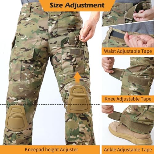 Men's Combat Pants with Knee Pads Tactical Outdoor Military Camouflage Paintball