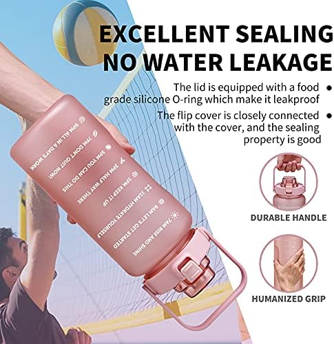 64oz,100oz,128oz Large Motivational Water Bottle with Time Marker, Leakproof & BPA Free Half Gallon Big Water Bottle with Straw Handle Tritan Frosted Water Jug for Gym,Fitness,Outdoor Sports