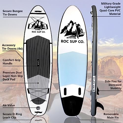 Roc Inflatable Stand Up Paddle Boards 10 ft 6 in with Premium SUP Paddle Board Accessories, Wide Stable Design, Non-Slip Comfort Deck for Youth & Adults