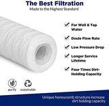 Membrane Solutions 20 Micron 10"x2.5" String Wound Whole House Water Filter Replacement Cartridge Universal Sediment Filters for Well Water - 6 Pack