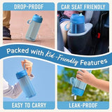 Bentgo Kids Water Bottle - Leak-Proof, Durable Tritan, BPA-Free 15 oz. Cup for Kids/Toddlers Ages 3+ - Safe Sip Spout, Carrying Handle, & Dishwasher Safe for School, Sports, Daycare & Camp (Blue)