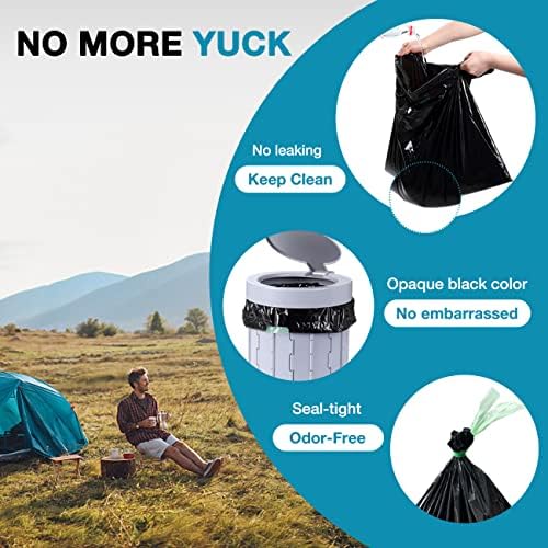 TRIPTIPS Portable Toilet Bags Drawstring 8 Gallon Camping Toilet Bags Toilet Waste Bags Leak-Proof Toilet Liners, Trash Bags for Camping, Hiking, Traveling