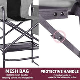 30" Tall Directors Chair with Side Table, 400LBS Bar Height Folding Camping Chair for Makeup Artists, Outdoor Events, Portable Foldable Chair with Cup Holder & footrest - Gray/Black