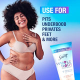 Secret Whole Body Deodorant Cream for Women, Peach & Vanilla Blossom Scent, Aluminum Free Deodorant, 72 HR Odor Protection, 3.0 oz