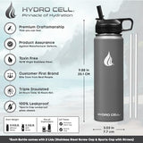 HYDRO CELL Stainless Steel Insulated Water Bottle with Straw - For Cold & Hot Drinks - Metal Vacuum Flask with Screw Cap and Modern Leakproof Sport Thermos for Adults (Graphite 24oz)