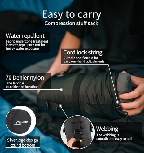 All Season Fleece Sleeping Bag Liner Adds Up to 27°F/ 15°C, Lightweight Mummy Sleeping Sack for Cold Weather and Winter Backpacking, Camping, Traveling with Drawstring Hood and Stuff Sack E629