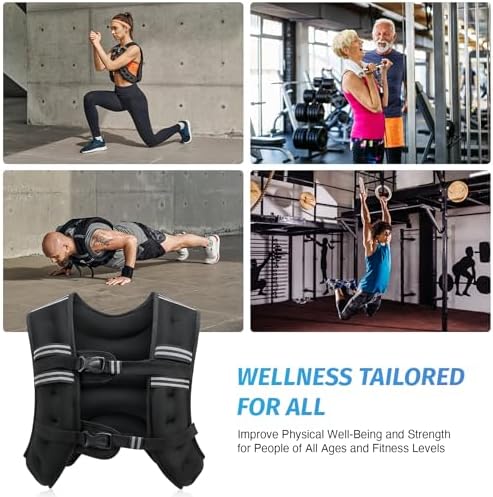 ZELUS Weighted Vest, 6lb/8lb/12lb/16lb/20lb/25lb/30lb Weight Vest with Reflective Stripe for Workout, Strength Training, Running, Fitness, Muscle Building, Weight Loss, Weightlifting