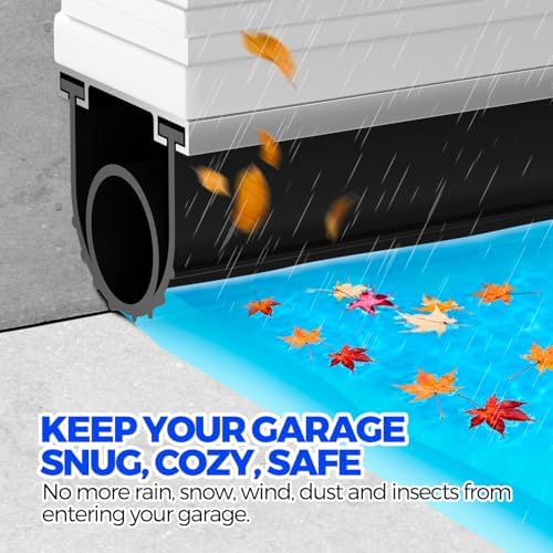 Holikme Garage Door Seals Bottom Rubber,Weather Stripping Kit Seal Strip Replacement, 5/16 Inch T-End, 3.74 Inch Width (22Ft, Black)