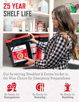 READYWISE 84-Serving Breakfast & Entrée Emergency Food Bucket, Premade Freeze Dried Meals for Camping, Hiking, 25 Year Shelf Life