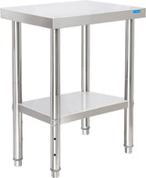 KUARBARR Stainless Steel Table for Prep & Work with Undershelf 18 x 24 Inches NSF Metal Commercial Kitchen Prep Table with Adjustable Under Shelf Worktable for Restaurant Home Outdoor