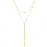 Foxgirl Lariat Gold Necklace for Women, Dainty Long Necklace 14k Gold Plated Satellite Y-Shaped Pendant Necklace Trendy Layered Chain Drop Necklaces Simple Gold Jewelry for Women Gift