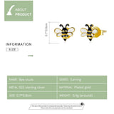 BABAMIA 925 Sterling Silver Bee Earrings For Girls Hypoallergenic Earrings Stud For Women Cute Jewelry Gift (Bee)