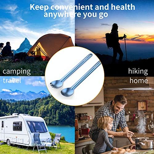 OUTXE Titanium Long Handle Spork and Spoon, 8.7-Inch Camping Set
