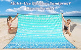 Beach Blanket Waterproof Sandproof Beach Mat 79" X 83" /10'x9'for 2-8 Adults Quick Drying Outdoor Picnic Mat Beach Accessories for Travel, Camping, Hiking