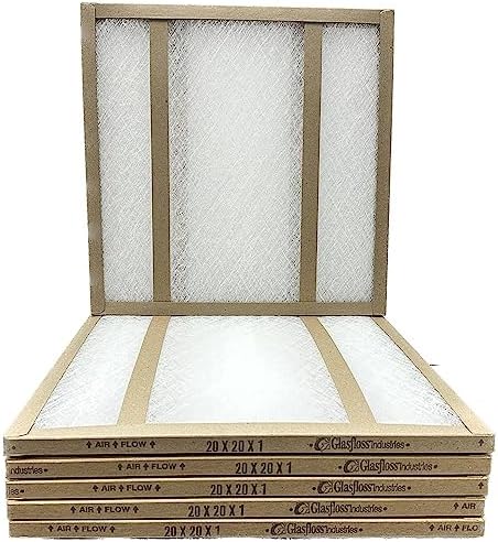 20x20x1 Glasfloss Fiberglass Air Filter, Double Strut, GDS Series, Made in USA, Actual Size: 19 5/8 x 19 5/8 x 3/4 (Box of 6)