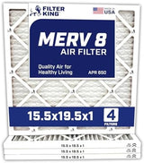Filter King 15.5x19.5x1 Air Filter | 4-PACK | MERV 8 HVAC Pleated A/C Furnace Filters | MADE IN USA | Actual Size: 15.5 x 19.5 x .75"