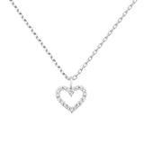 PAVOI CZ Dainty Heart Pendant Necklace for Women, White Gold, W