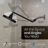 SparkPod Round Rain Shower Head with Extension Arm - Height Adjustable Shower Head with High Pressure Performance - Easy 1-Minute Installation (11" Arm Extension, Midnight Black Matte)