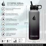 HYDRO CELL Stainless Steel Insulated Water Bottle with Straw - For Cold & Hot Drinks - Metal Vacuum Flask with Screw Cap and Modern Leakproof Sport Thermos for Adults (Graphite/Black 40oz)