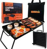 24" Heavy Duty Folding Campfire Grill, Compact Folding Design, Grill Grate & Griddle for Campfire Cooking, Australian Owned