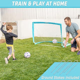 GoSports Portable Soccer Goals for Kids - 13 Color Options - Choose 4 x 3 ft or 6 x 4 ft - Team Tone Pop Up Nets for Backyard