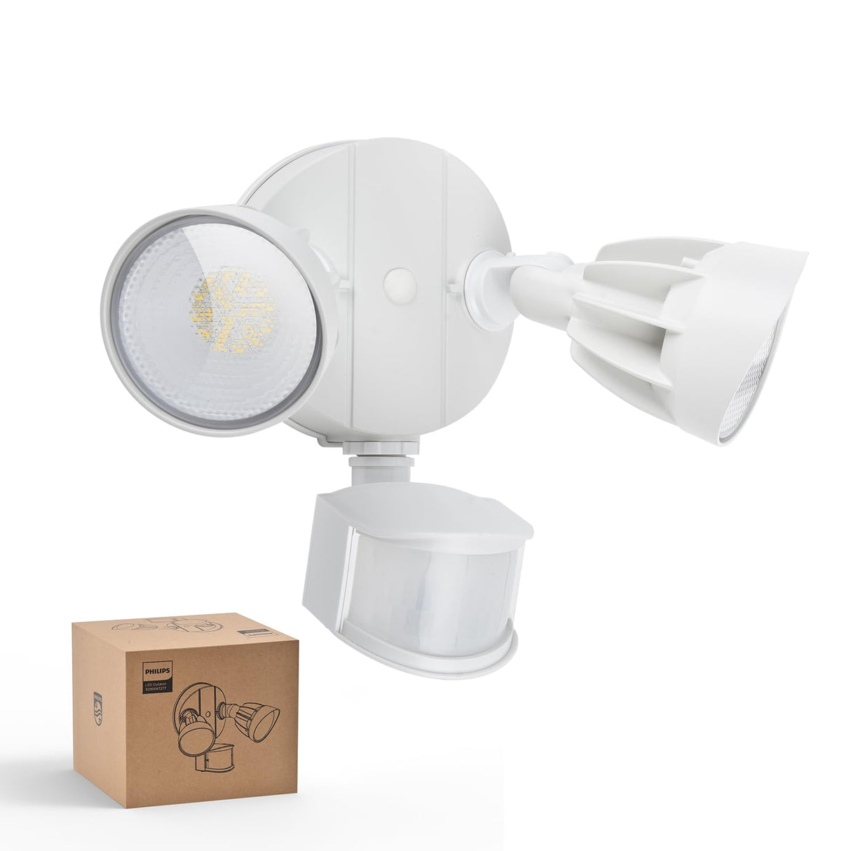 Philips 44W 4200 lm LED Security Light Outdoor w/PIR Motion Sensor, 5000K Daylight Flood Light, Waterproof, Dusk to Dawn, 2 Heads, 4 Modes