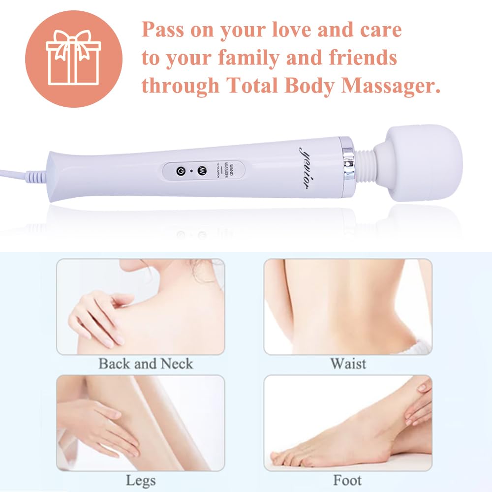 YEVIOR Wired Powerful Handheld Massager with 10 Pulse Settings, Personal Total Body Therapy Massager for Sports Recovery, Muscle Aches, Body Pain (White)