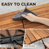 Pack of 10 Deck Tiles - 12"x12" Interlocking Natural Solid Acacia Wood for Outdoor & Indoor, Patio Garden, Balcony, Poolside - Teak Color