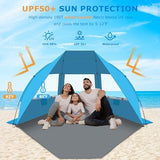 Gorich Portable Beach Tent for 3-6 Person with UPF 50+ UV Protection, Lightweight & Foldable Sun Shelter with 5 Sand Bags, Easy Setup Windproof Beach Umbrella Sun Shade
