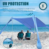 FBSPORT Beach Tent Sun Shelter, Portable Beach Shade Canopy UPF50+ with Sandbags for Outdoor Family Camping, Fishing, Backyard Fun, Picnic, 7 x 7ft