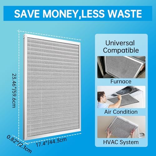 UBeesize 18x24x1 Reusable Electrostatic Air Filter HVAC AC Furnace Filter,MERV 8, Washable, Lasts a Lifetime,Permanent Air Filter,Breathe Fresher,Home And Office(Actual Size:17.44x23.46x0.82 Inch)