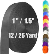 Nylon Webbing 1.5 Inch, Heavy Duty Nylon Webbing Strap 12 Yard,Durable Nylon Strapping for Indoor or Outdoor Gear, DIY Crafting, Repairing (Black, 1.5"-26 Yard)