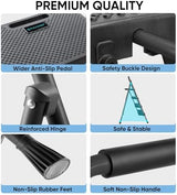 TICONN 4 Step Ladder, Heavy Duty Foldable Step Stool, Portable Steel Folding Stool for Household Garage Storage (Black)