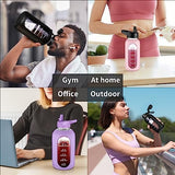 CIVAGO 32 oz Glass Water Bottle with Straw and Handle, Large Sports Motivational Water Bottle Flask with Time Marker and 2 Lids, Leakproof Water Jug Canteen with Silicone Sleeve for Gym,Mauve