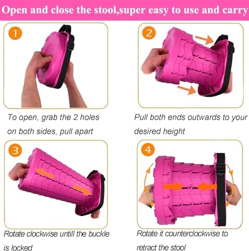 Fishboy Upgraded Square Collapsible Stool, 400lbs Max Weight, Lightweight But Sturdy, Portable Retractable Folding Telescoping Foldable Camping Stool for Adults Outdoor Fishing Hiking Travel BBQ