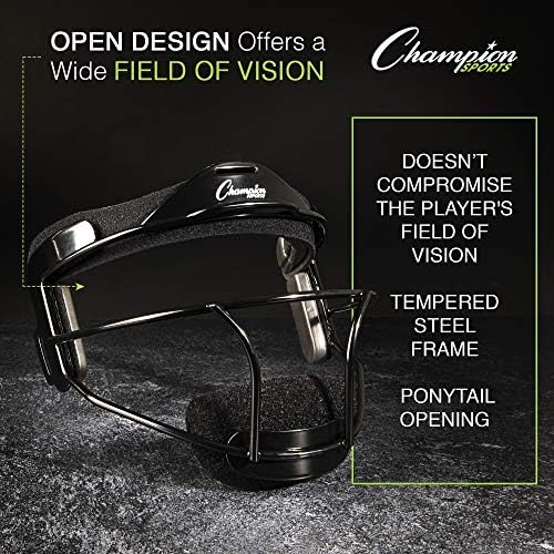Champion Sports Steel Softball Face Mask - Classic Fielders Masks for Adults - Durable Head Guards - Premium Sports Accessories for Indoors and Outdoors - Multiple Styles