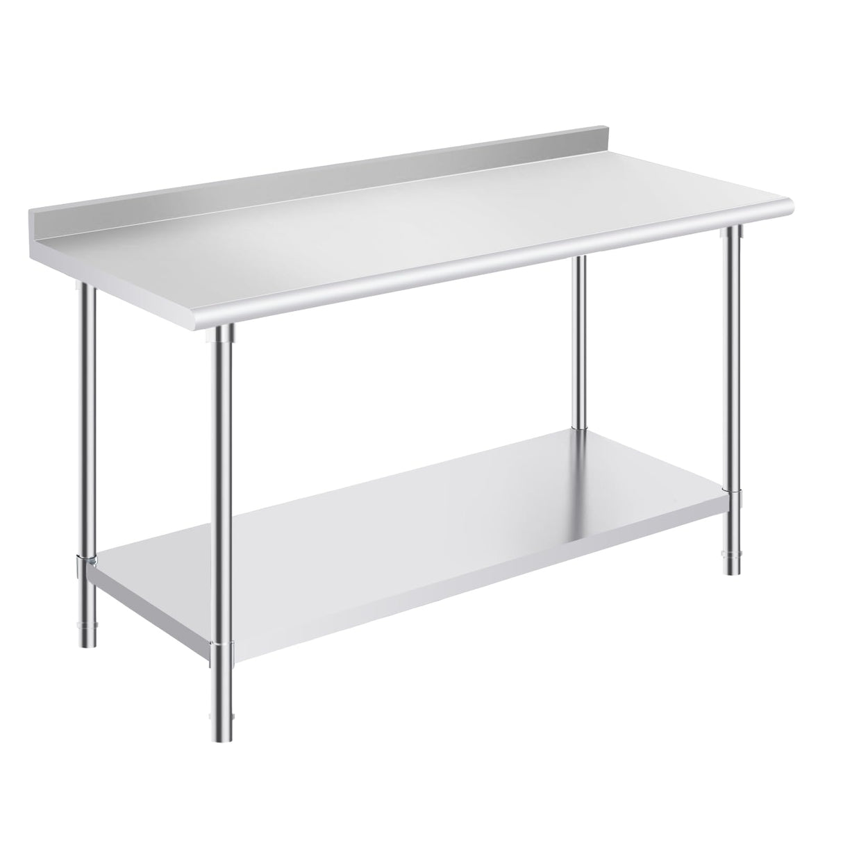 OSTBA Stainless Steel Table for Prep & Work 24x60 Inches with Backsplash, NSF Metal Commercial Heavy Duty Table with Adjustable Undershelf and Foot for Restaurant Kitchen Home and Hotel