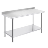 OSTBA Stainless Steel Table for Prep & Work 24x60 Inches with Backsplash, NSF Metal Commercial Heavy Duty Table with Adjustable Undershelf and Foot for Restaurant Kitchen Home and Hotel