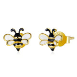 BABAMIA 925 Sterling Silver Bee Earrings For Girls Hypoallergenic Earrings Stud For Women Cute Jewelry Gift (Bee)