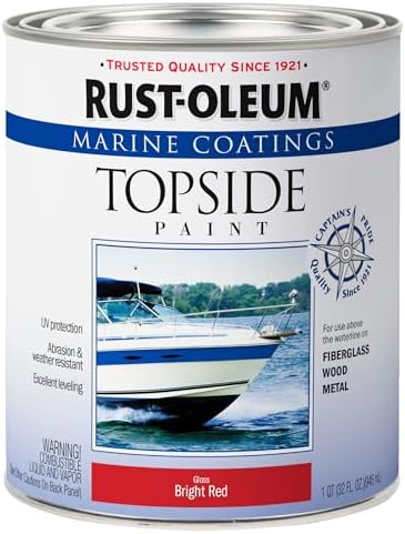 Rust-Oleum, Bright Red 207004 Marine Coatings Topside Paint, Quart, 32 Fl Oz (Pack of 1), 11