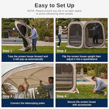 EAST OAK Screen House Tent Pop-Up, Portable Screen Room Canopy Instant Screen Tent 4 x 4 FT with Carry Bag for Patio, Backyard, Deck & Outdoor Activities, Beige