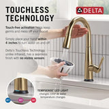 Delta Faucet Essa Touchless Kitchen Faucet with Touch Technology, Gold Kitchen Sink Faucet with Pull Down Sprayer, Champagne Bronze 9113TL-CZ-DST