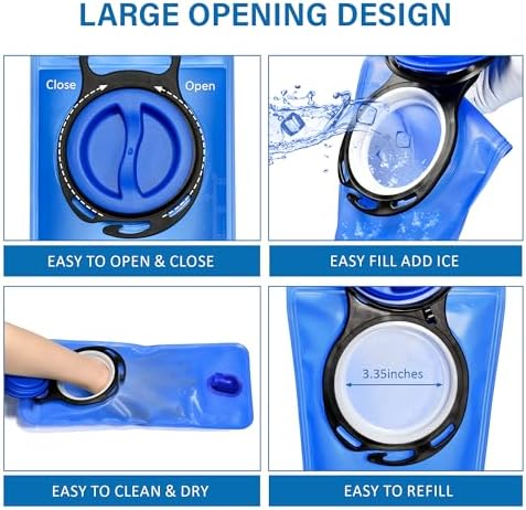 Hydration Water Bladder, Leak Proof Water Bladder for Hiking Backpack, BPA-Free Water Pouch Water Reservoir for Camping Cycling Running, 2Pack 1.5L 2L 3L