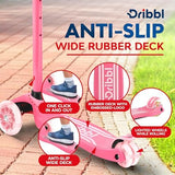 3-Wheel Kids Scooter - Lean-to-Steer Technology, Adjustable Height Handlebar, Wide Anti-Slip Deck, Scooter for Boys & Girls Ages 3+, Child Safety Approved, Support Riders Up to 165 lbs, Pink