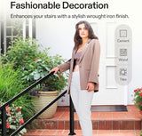 VIVOSUN Outdoor Handrail, 4 Step Stair Handrail, 54" x 36" Fits 1 to 4 Steps, Wrought Mattle Iron Handrail for Concrete Steps, Porch Steps, One-Step Assembly, Black