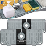 2 Pcs Silicone Faucet Handle Drip Catcher Tray, 2 in 1 Dish Soap Sponge Holder for Kitchen Sink & Splash Guard, Drying Mat for Sink Accessories, Counter, Bathroom