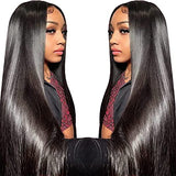 13X6 Lace Front Wigs Human Hair Pre Plucked With Baby Hair 30 Inch Straight Lace Front Wigs Human Hair 180 Density Glueless Transparent HD Lace Frontal Wigs Human Hair for Women Natural Black Color