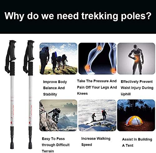 Aihoye Collapsible Trekking Poles - 2 Pack, Lightweight, Anti-Shock Walking Sticks - Adjustable for Men and Women