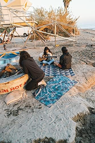Nomadix Festival Blanket - Perfect for Picnics, Camping, & Lawn Seating - Plush Top & Water Resistant Base - Made with Post Consumer Recycled Materials - 60x70 (Stripes Retro)